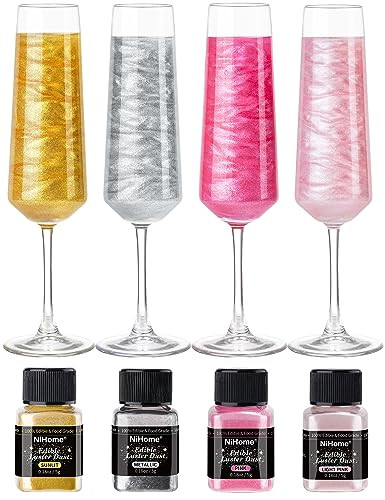 NiHome Edible Luster Dust Glitter Powder Fancy Metallic Sprinkles, Glimmer Luster Dust 4 Bottles ... | Amazon (US)