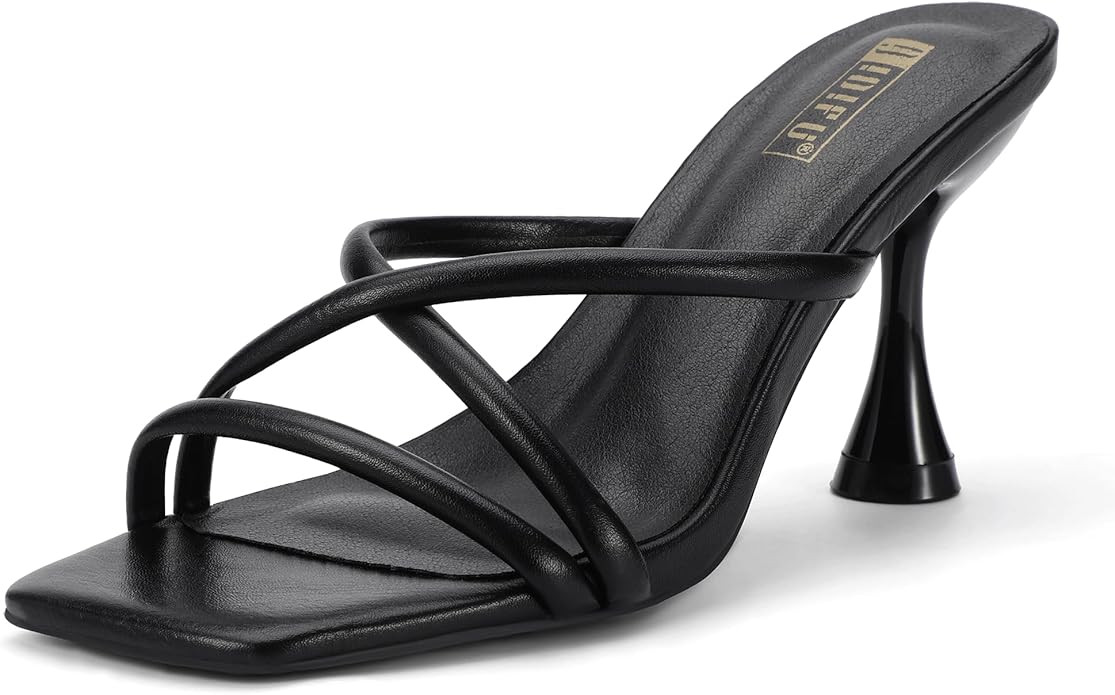 IDIFU IN3 Strappy Stiletto Kitten Heels Square Open Toe Heeled Sandals Comfortable Dressy Wedding... | Amazon (US)
