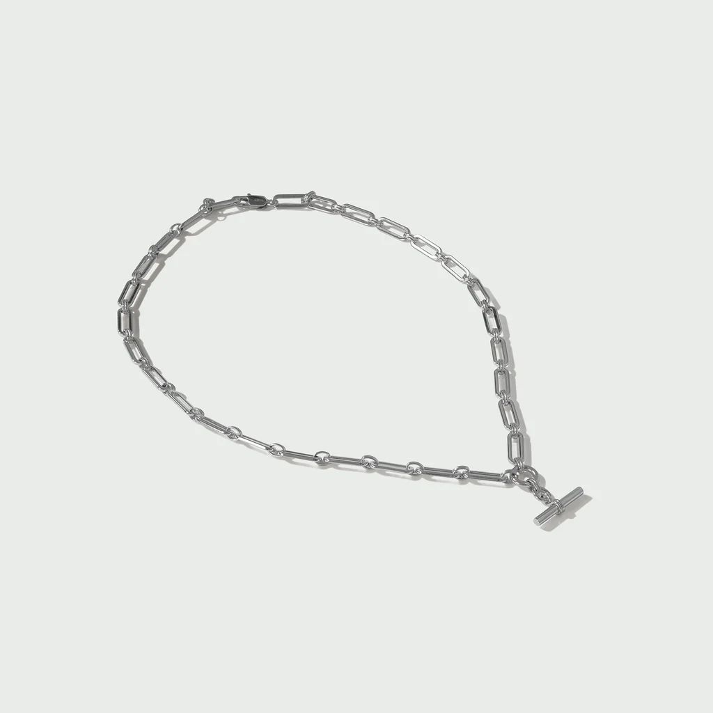LUXE Linear Link T-Bar Necklace - Silver | Orelia