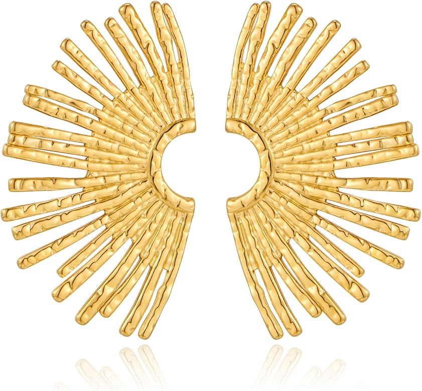 Gold Earrings For Women Gold Leaf Earrings Worn Gold dangle drop Earrings Fashion Jewelry Gift | Amazon (US)