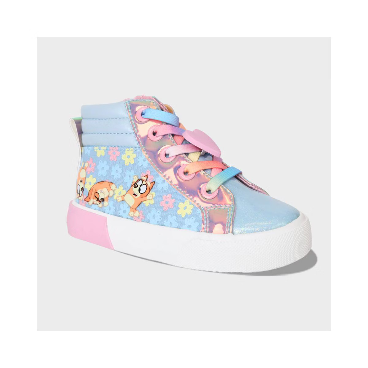 Toddler Bluey High-Top Sneakers - Blue 12T: Lace-Up Canvas, Non-Marking Sole, Animal Icon Pattern | Target