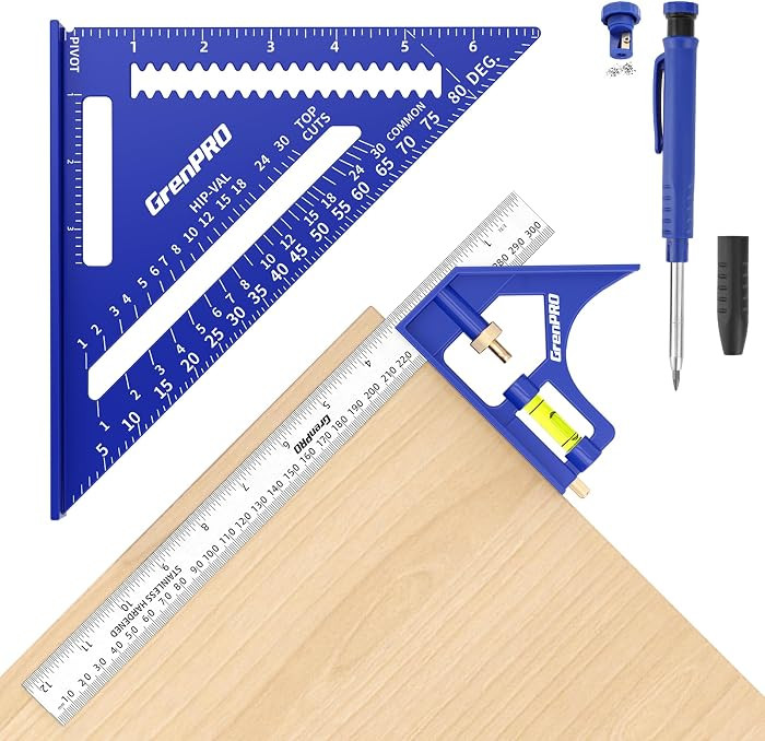 Combination Square Set, 7 & 12 Inch Aluminum Zinc Carpenter Tool | Amazon (US)