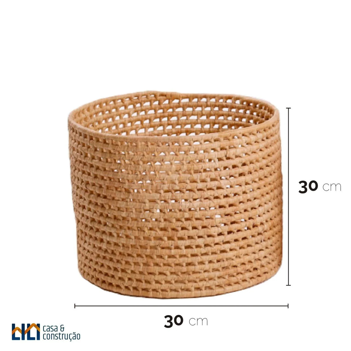Cesto Palha Natural Carnaúba Cachepô Ponto Vazado  30x30cm Lili Casa Único - Camicado | Camicado (BR)