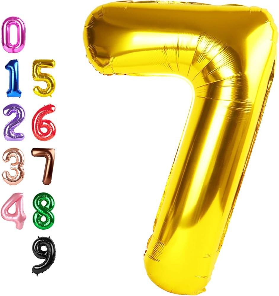 Balloon Numbers 40 Inch, 7 Balloons for Birthday Party, Gold Helium Number Balloons for 7 17 27 W... | Amazon (US)