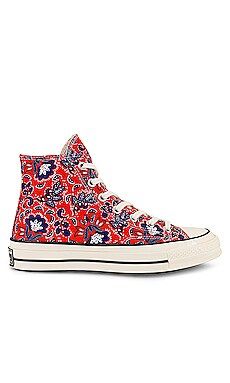 Converse Chuck 70 Hi Sneaker in Habanero Red, Egret & Rush Blue from Revolve.com | Revolve Clothing (Global)