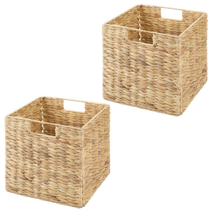 mDesign Large Woven Hyacinth Home Storage Basket for Cube Furniture, 2 Pack | Target