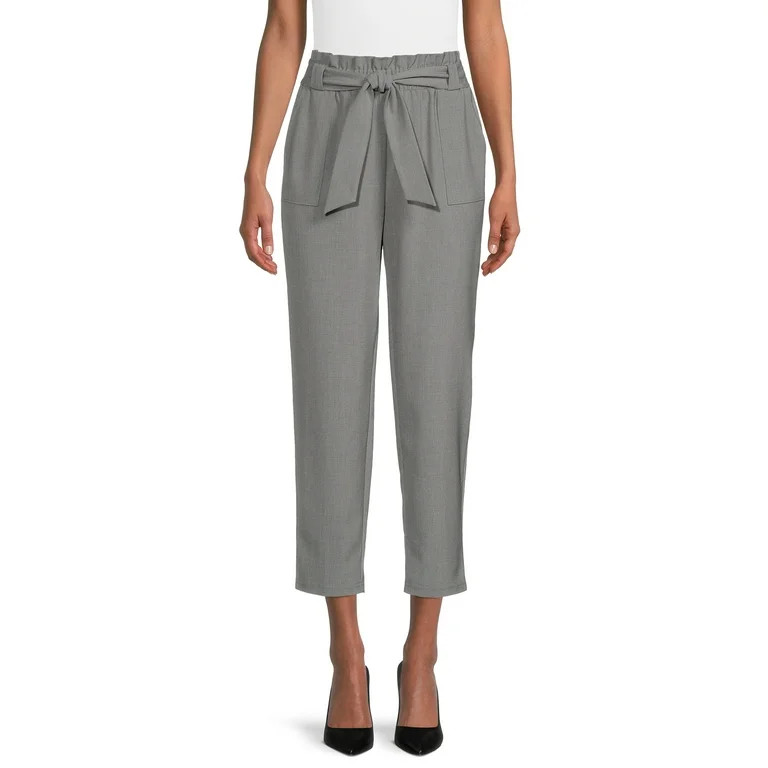 Nine.Eight Women’s Cropped Paper Bag Waist Pants | Walmart (US)
