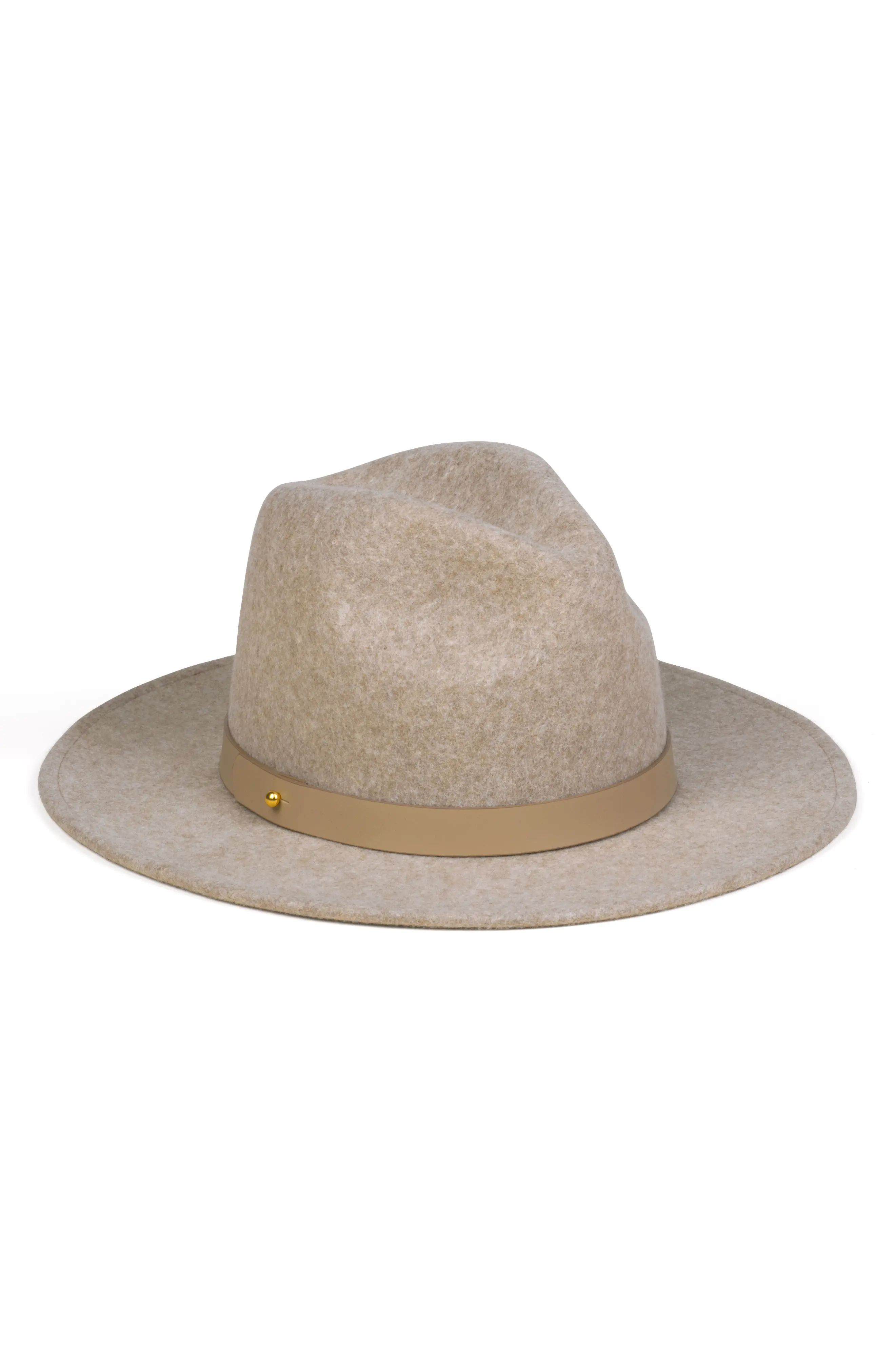 Women's Lack Of Color Carlo Mack Wool & Leather Fedora - Beige | Nordstrom