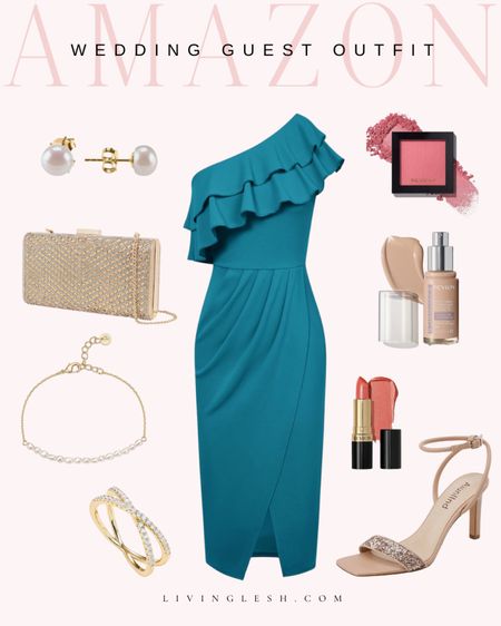 Amazon fashion | Amazon finds | Wedding guest dress | Special occasion dress | Midi dress | Pearl earrings | Nude heels | Blush | Foundation | Lipstick

#LTKWedding #LTKWorkwear #LTKBeauty