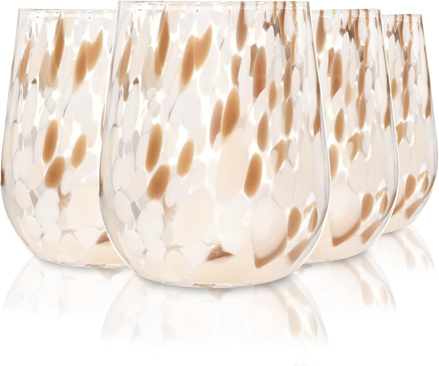 S\u00e4nger Curacao 4-Piece Drinking Glasses Set for 4 People | aus Glas, Wasserglas, Wei\u00df Beige Braun, elegantes Design, Alltag, Familienessen, B\u00fcro, Outdoor Saftgl\u00e4ser Set 320 ml : Amazon.de: Home & Kitchen | Amazon (DE)