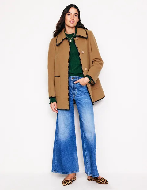 Blanket Stitch Car Coat - Tigers Eye | Boden US | Boden (US)