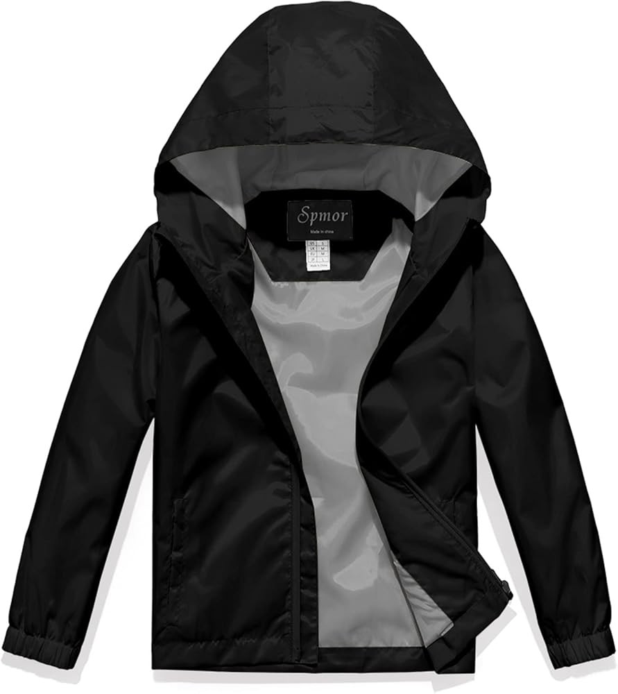 Spmor Boys Girls Rain Jackets Lightweight Waterproof Hooded Raincoat Lined Windbreakers for Kids | Amazon (US)