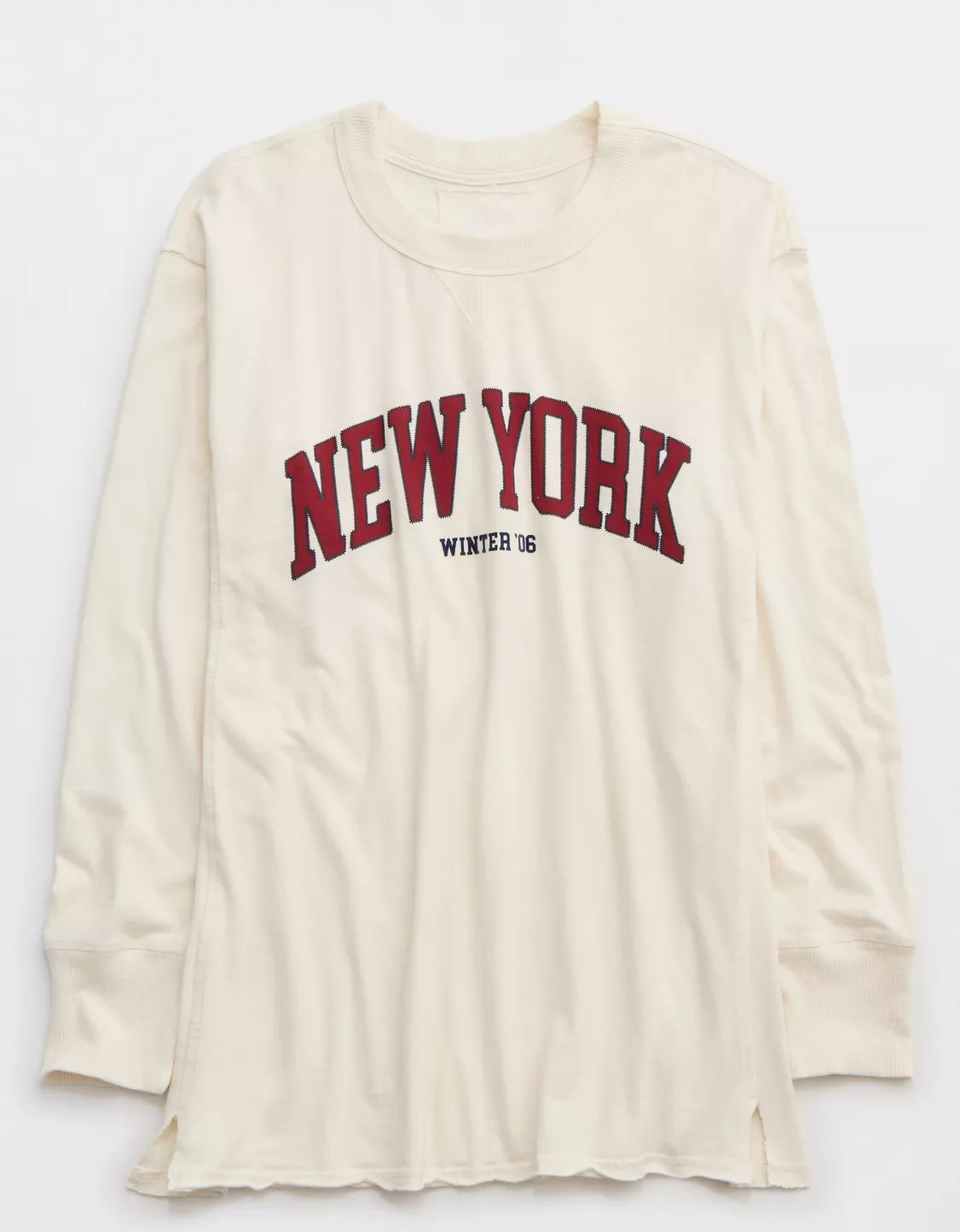 Aerie Cozy Long Sleeve Oversized Graphic Boyfriend T-Shirt | Aerie