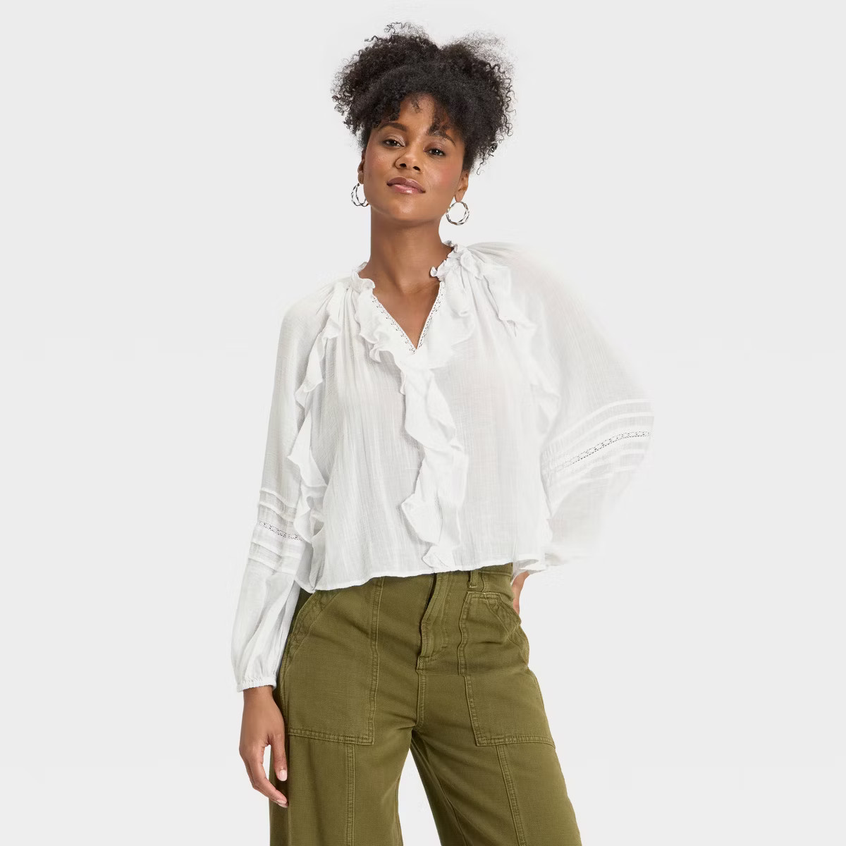 Women's Balloon Long Sleeve V-Neck Blouse - Universal Thread™ | Target