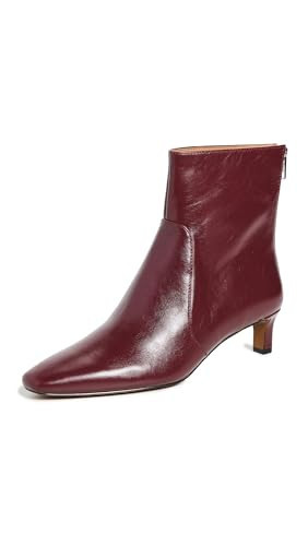 Madewell Women's The Dimes Kitten-Heel Boot in Crinkle Leather, Deep Merlot, Red, 8 Medium US | Amazon (US)
