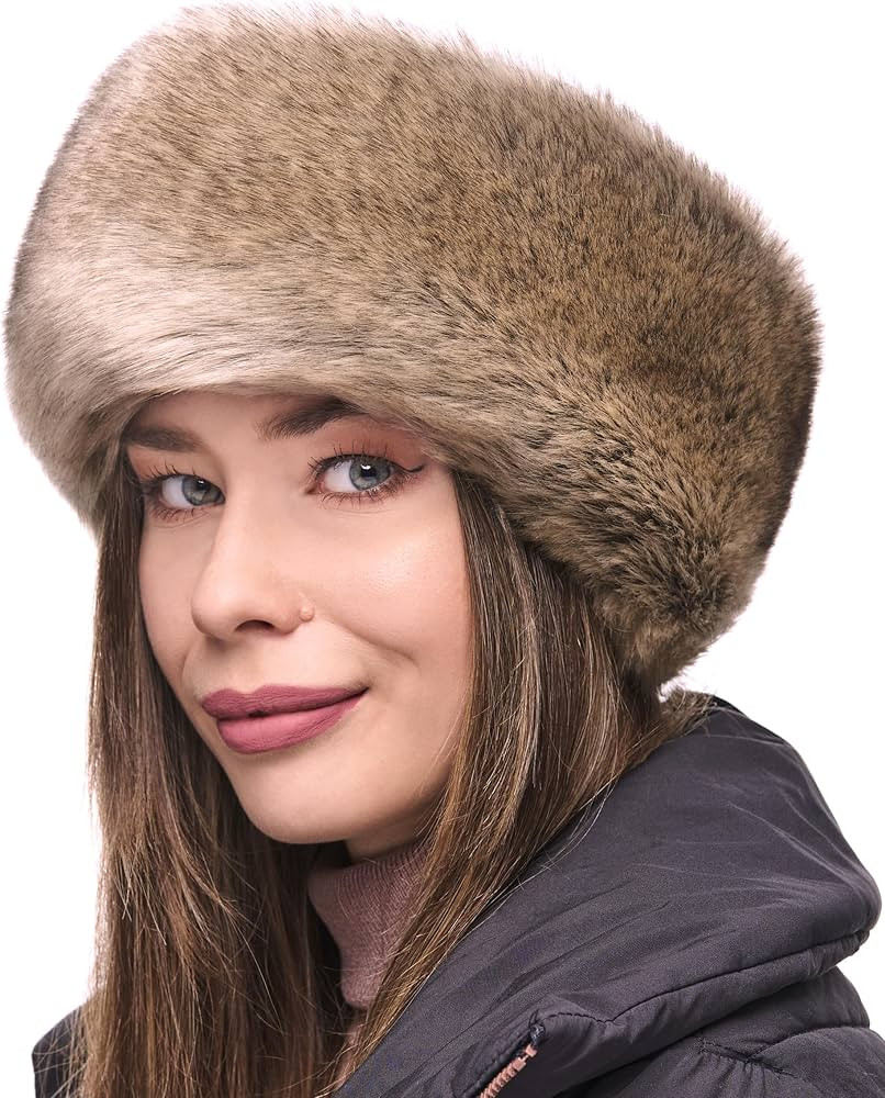 Futrzane Siberian Headband - Womens Faux Fur Headbands - Fluffy Russian Earband - Size XS (Beige ... | Amazon (US)