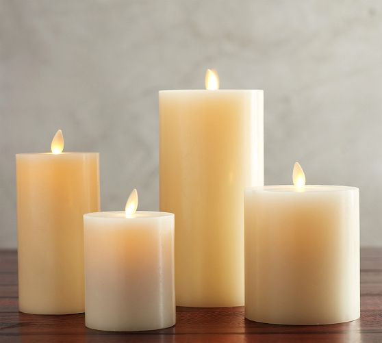 Premium Flickering Flameless Wax Pillar Candle | Pottery Barn (US)