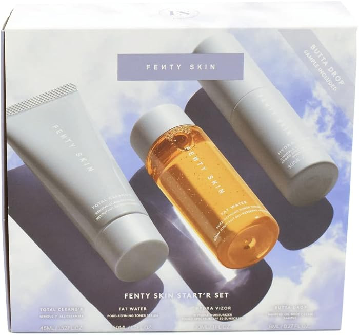 Fenty Skin Set: Makeup Removing Cleanser, Fat Water Pore-Refining Toner Serum, Hydra Vizor Invisi... | Amazon (US)