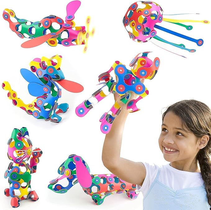 Clixo Super Rainbow, 60 Piece Pack - A Versatile, Travel Friendly Magnetic Building Toy, Flexible... | Amazon (US)