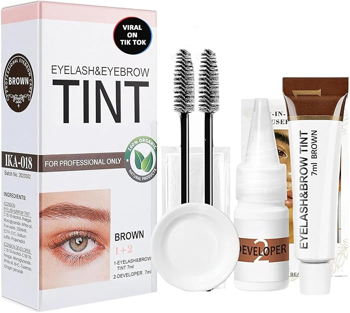 Eyelash & Eyebrow Color Kit Brown, Natural Long-lasting Lash Color Kit with Gentle Formula, Profe... | Amazon (US)