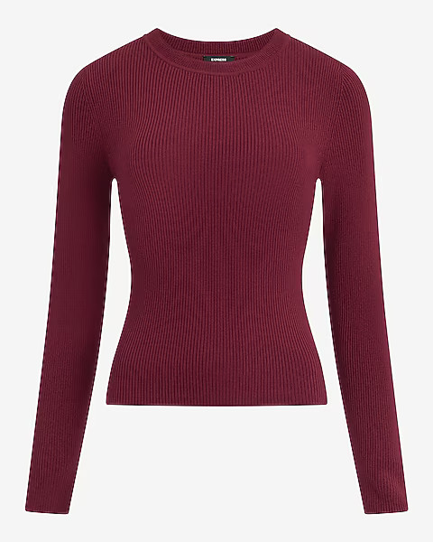 Silky Soft Fitted Ribbed Crew Neck Sweater | Express
