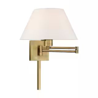 Livex Lighting Swing Arm Wall Lamps 1 Light Antique Brass Swing Arm Wall Lamp 40039-01 - The Home... | The Home Depot