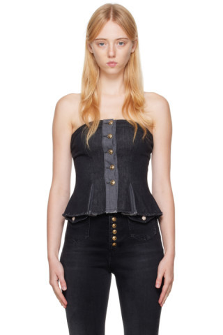Versace Jeans Couture - Black Buttoned Camisole | SSENSE