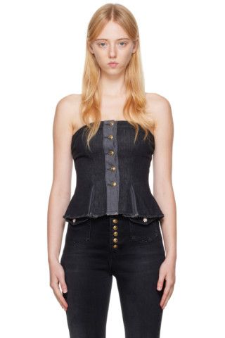 Versace Jeans Couture - Black Buttoned Camisole | SSENSE