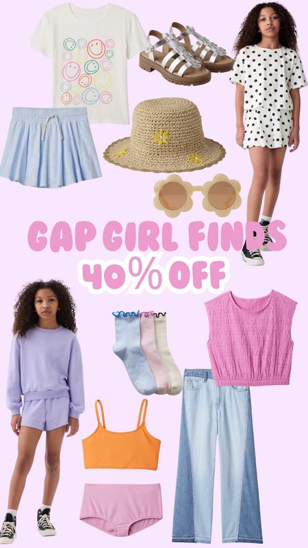 Gap friends & family sale: 40% off everything until 5/14. Cute girl finds: graphic tees, sets, swimsuits, bucket hat, sunglasses, denim  

#LTKfamily #LTKsalealert #LTKkids