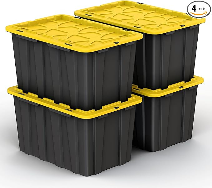 Lifetime Home 4 Pack of Large 17 Gallon Plastic Storage Bin Tote Organizing Container with Secure... | Amazon (US)