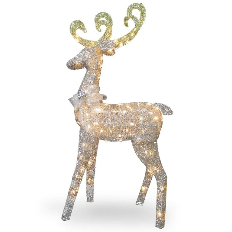 60" Pre-Lit Standing Reindeer Christmas Decoration - Clear Lights | Walmart (US)