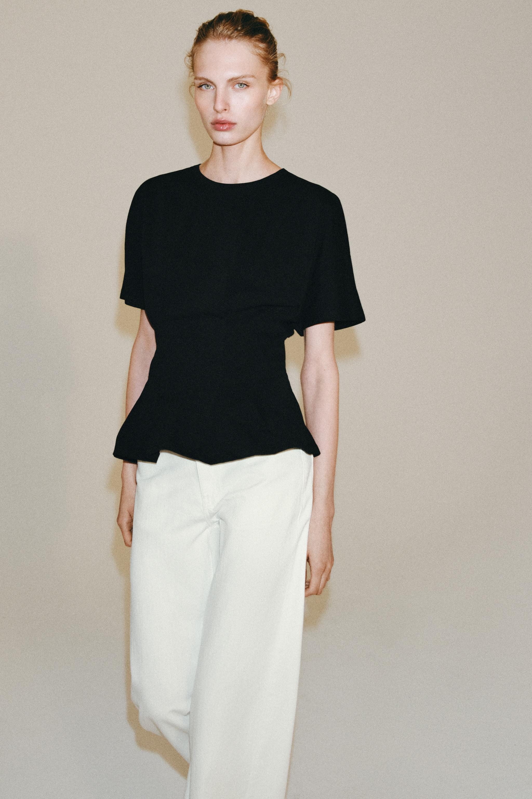 FITTED PLEATED T-SHIRT | Zara US