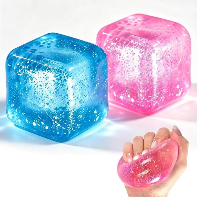 2 Pack 2.25" Ice Cube, Sensory Squeeze Toy for Anxiety Stress Relief | Slow Rising Squishy Cube, ... | Amazon (US)