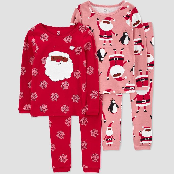 Carter's Just One You® Toddler Girls' 4pc Snowflake Santa Pajama Set - Red | Target