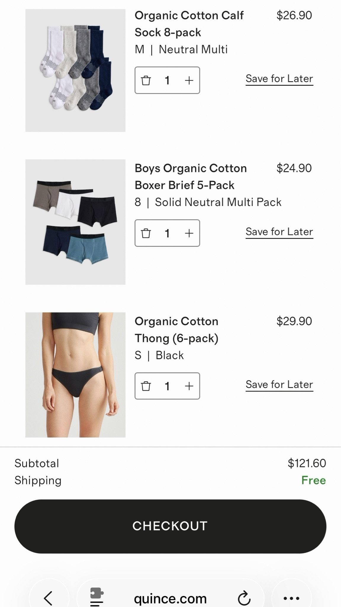 Currently in my Quince cart: time to refresh our underwear! (And socks for Z)

#LTKmomlife #LTKMens #LTKKids