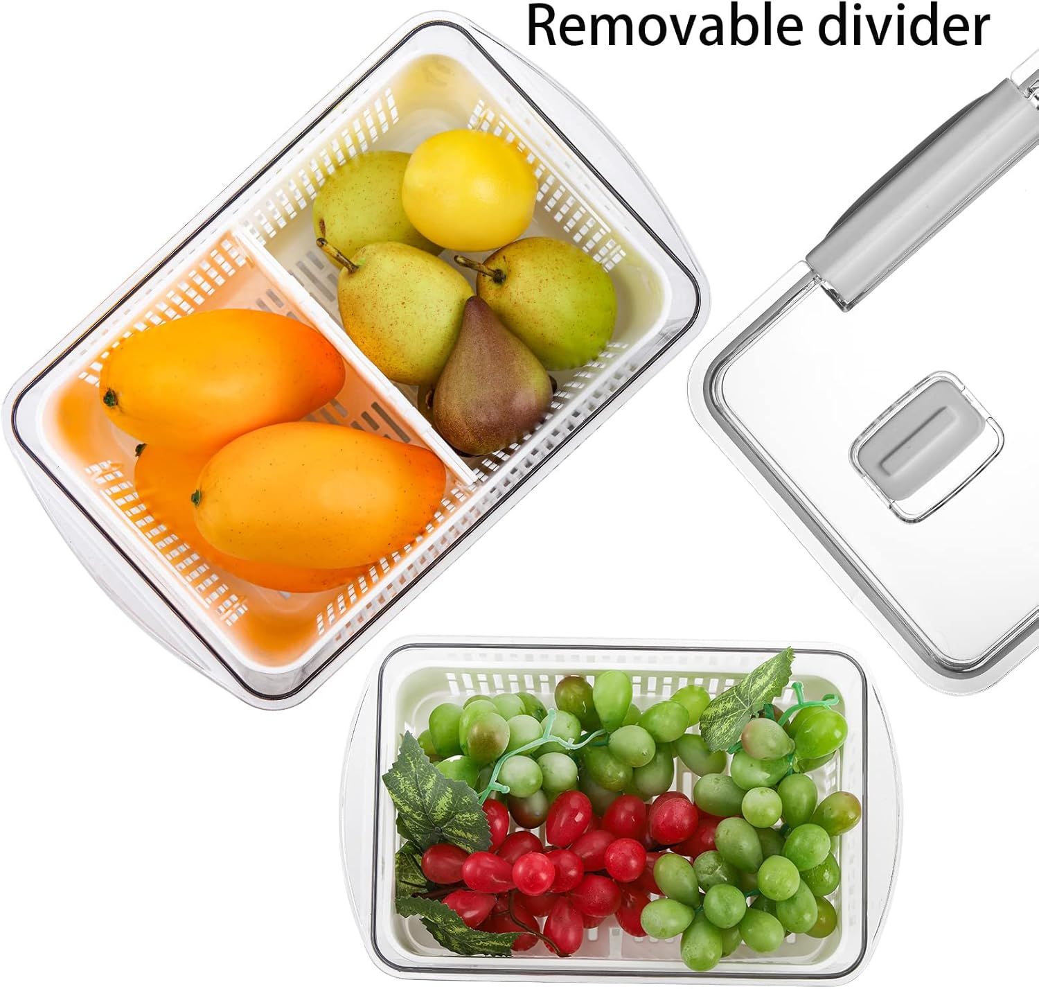 Cedilis 3 Pack Plastic Produce Saver Container, Vegetable Storage Containers for Refrigerator, Fr... | Amazon (US)