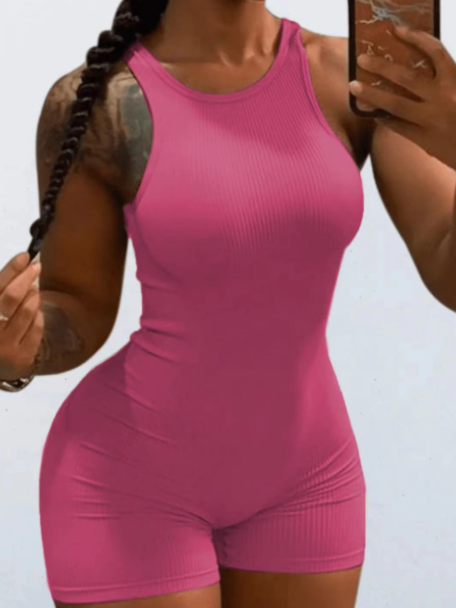 LW BASICS Rib-Knit Cami Romper | LovelyWholesale