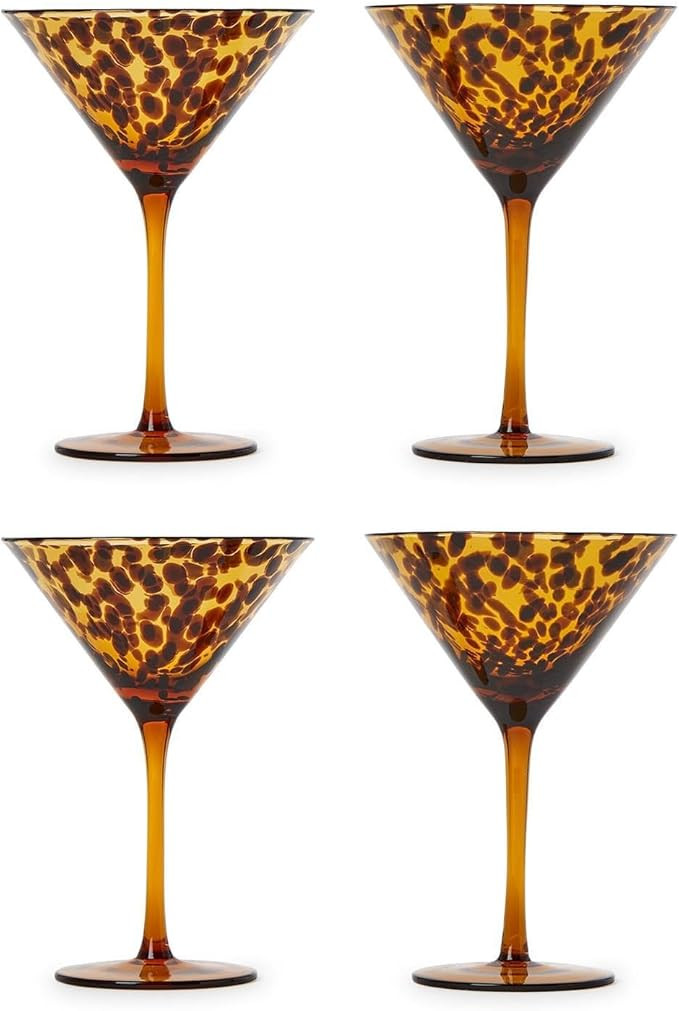 Two's Company Tortoise Print Martini Glass, 7-Ounce, Glass, Set of 4 | Amazon (US)
