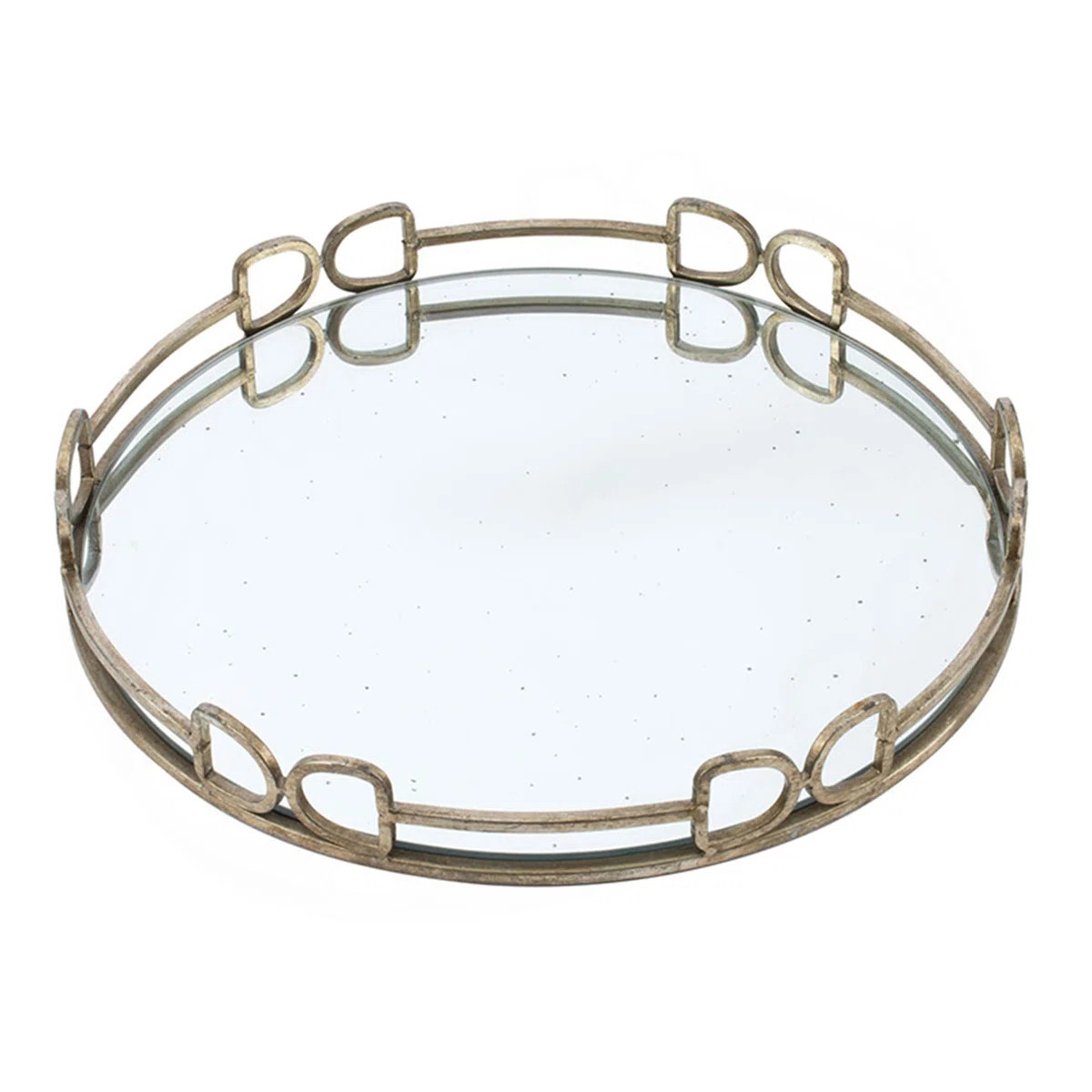 D18x2" Valentina Silver Round Mirror Tray,Large | Wayfair North America