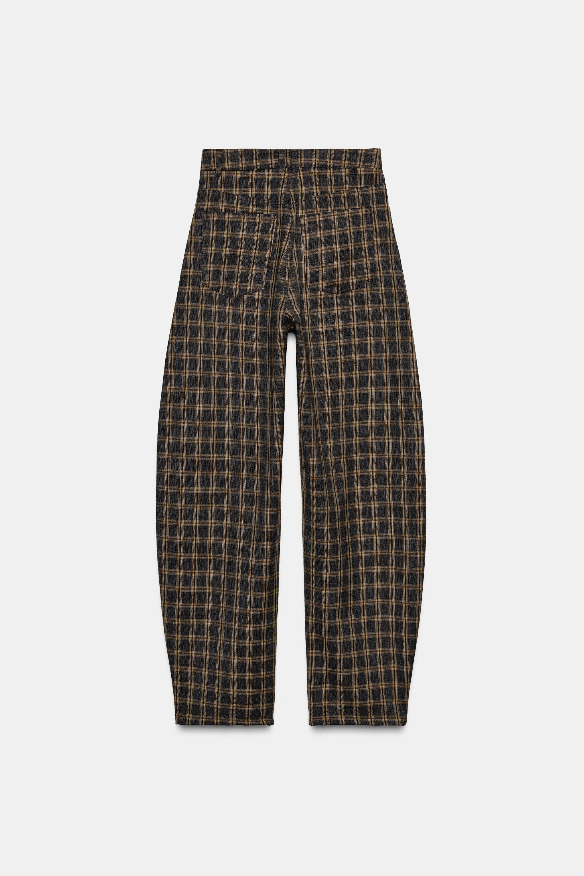 CHECKED BALLOON TROUSERS | Zara UK