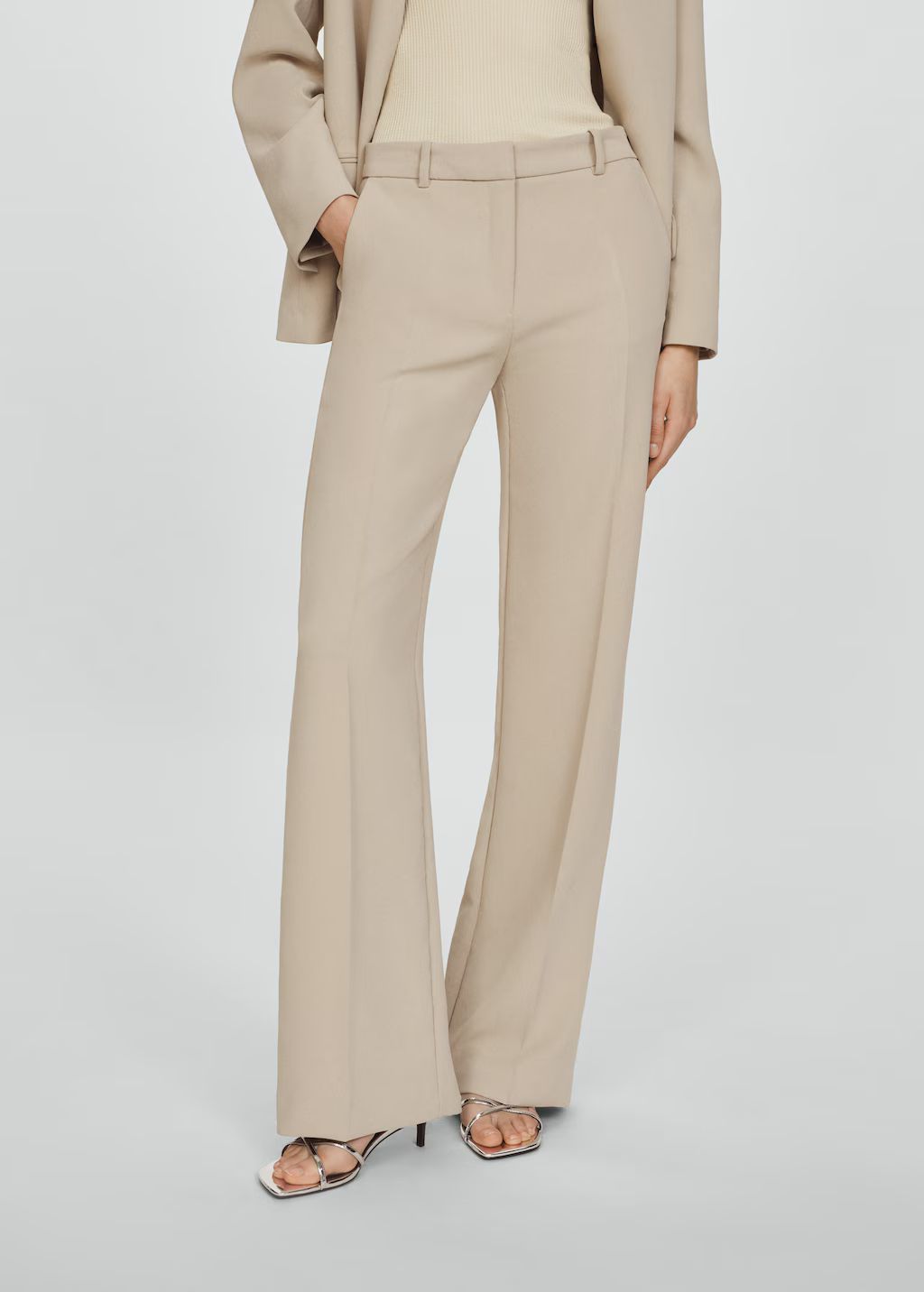 High-rise wideleg trousers | MANGO (US)