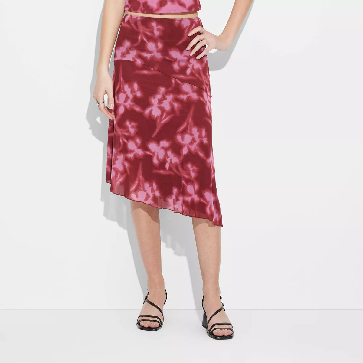 Women's Asymmetrical Maxi A-Line Skirt - Wild Fable™ Pink Floral S | Target