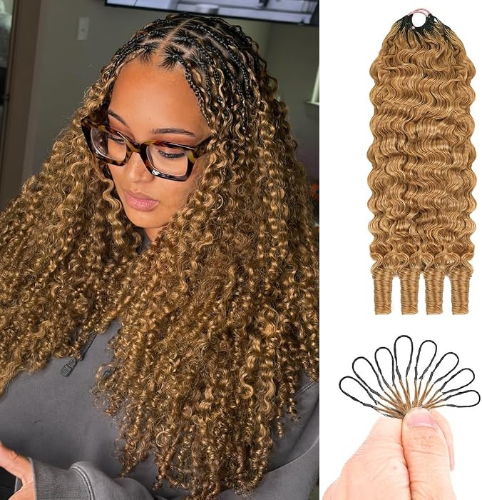 #27 Honey Blonde Burmese Curly Crochet Human Hair 120g Pre-Separated Miracle Knots Human Hair Bundles Invisible Knotless Feather Crochet Human Hair Reusable Human Crochet Hair For Black Women 18inch | Amazon (US)