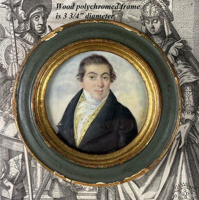 Antique French Portrait Miniature of a Handsome Gentleman, c.1825-35, Silk Vest  | eBay | eBay US