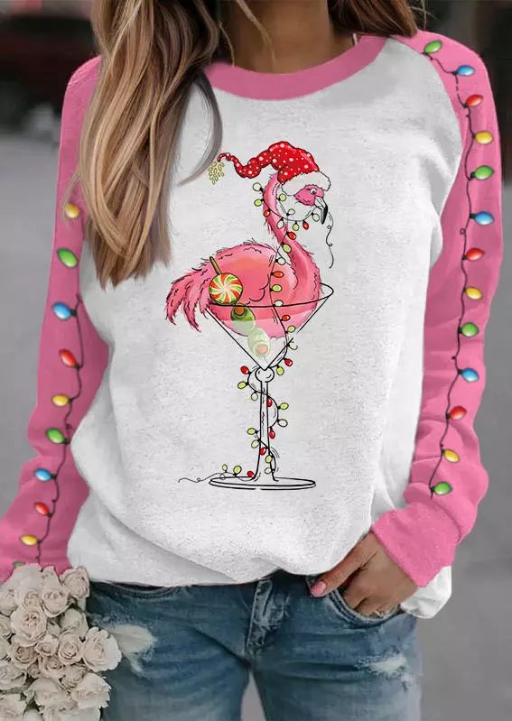 Christmas Flamingo Lantern Sweatshirt - Bellelily | Bellelily