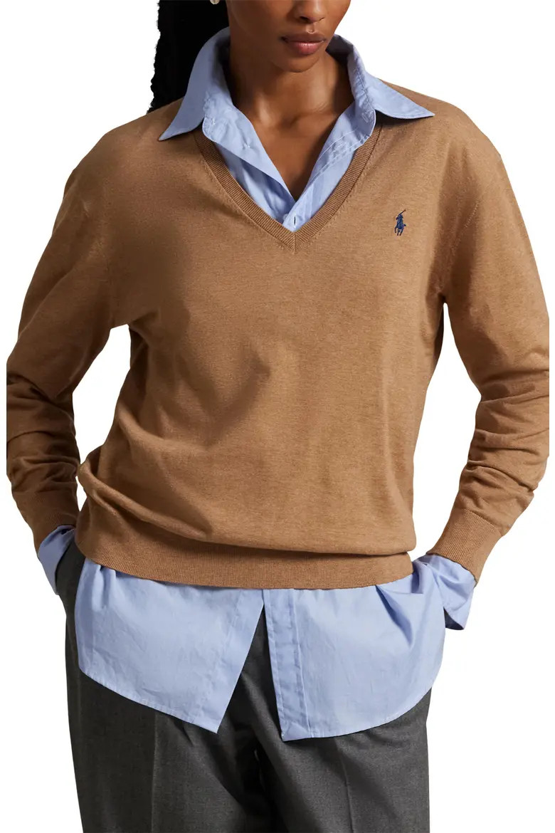 Relaxed Cotton V-Neck Sweater (Women) | Nordstrom | Nordstrom