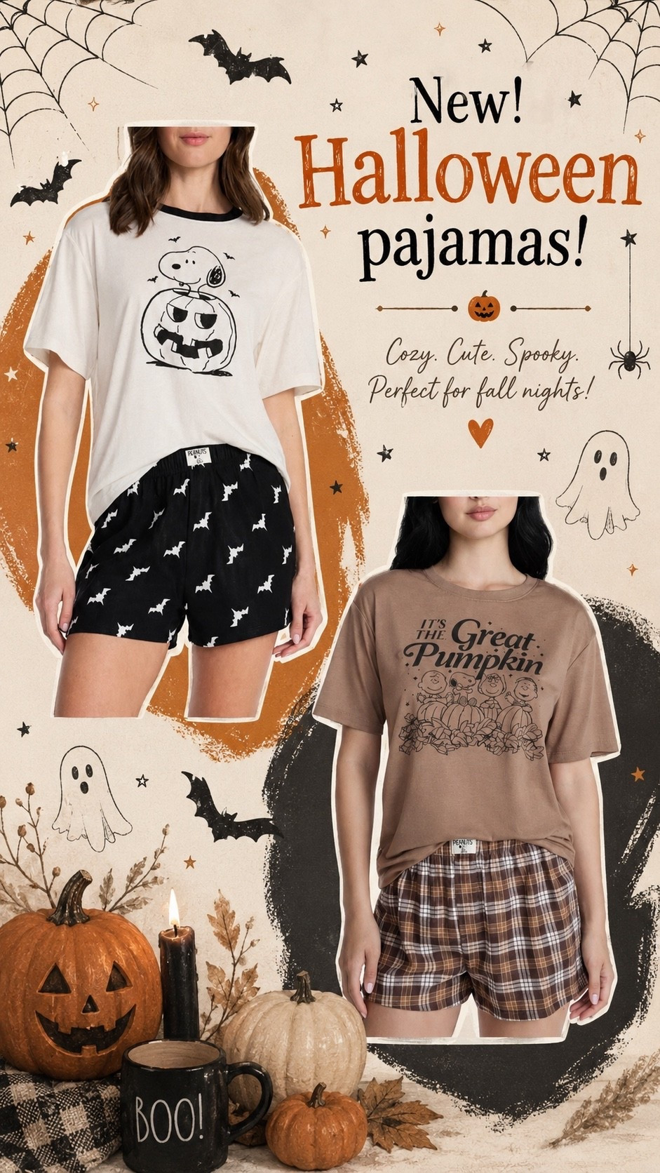 Walmart Halloween. Charlie Brown the peanuts great pumpkin. Halloween pajamas lounge sets