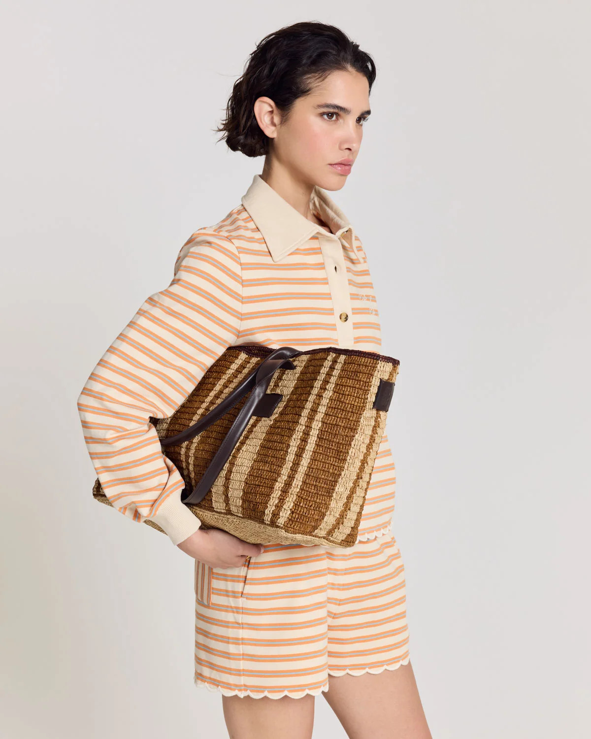 Clément raffia and chocolate basket | Balzac Paris UK