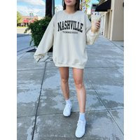Nashville Sweatshirt, Trendy Preppy Aesthetic College Crewneck, Oversized Minimalist Sweater, Bachelorette Shirt | Etsy (US)