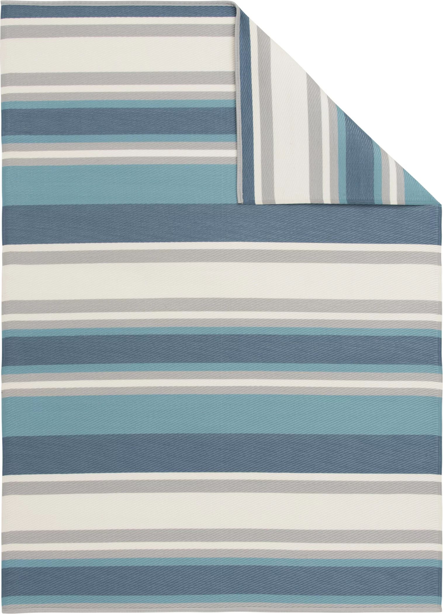 Mainstays 5'x7' Blue Coastal Stripe Plastic Reversible Outdoor Rug | Walmart (US)